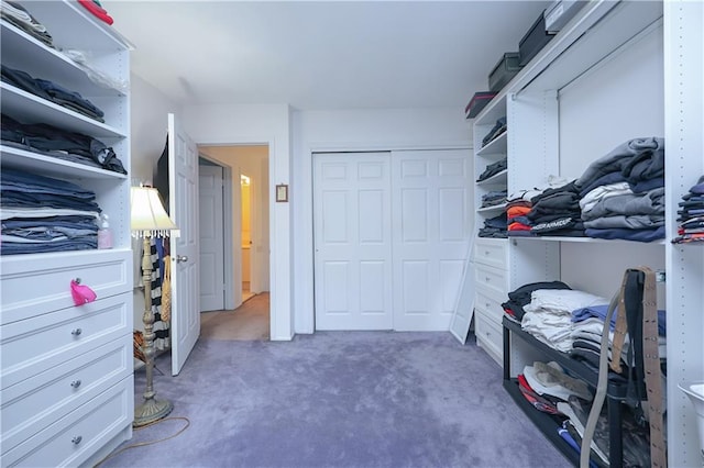 spacious closet with dark carpet