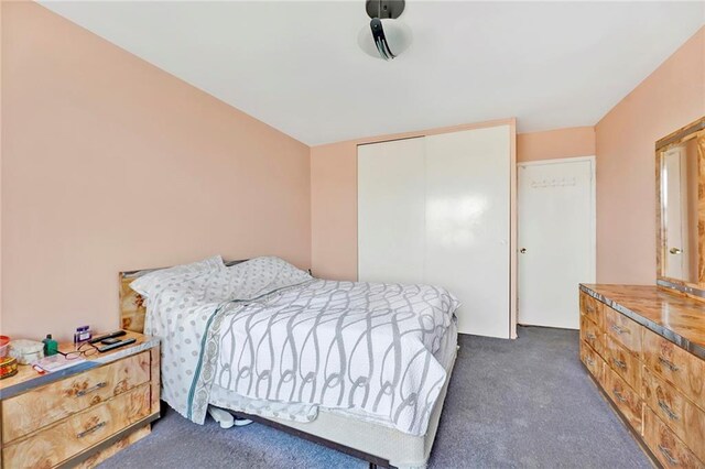 carpeted bedroom featuring a closet