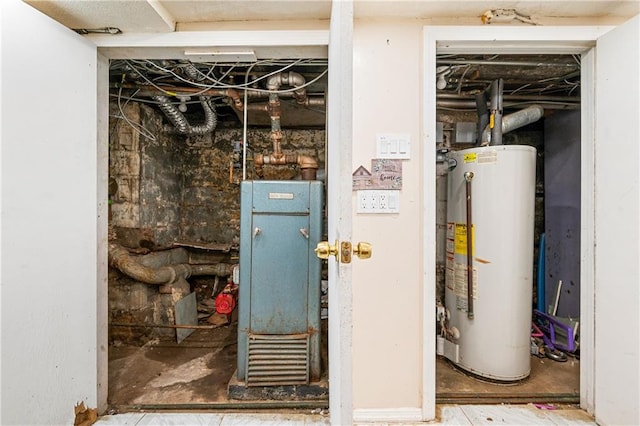 utility room with water heater