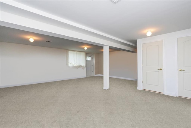 basement with carpet