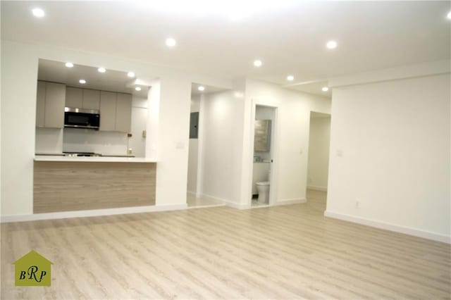 unfurnished living room with light hardwood / wood-style flooring