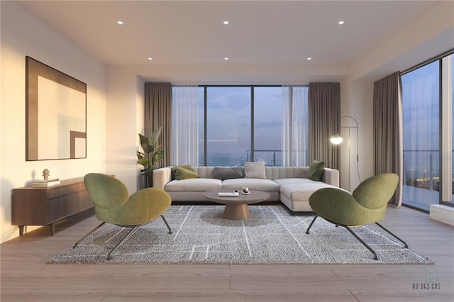 living room featuring light hardwood / wood-style flooring