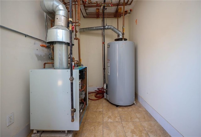 utility room featuring water heater