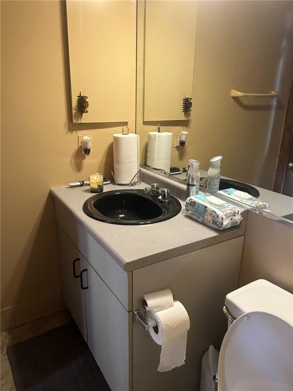 bathroom with toilet and vanity