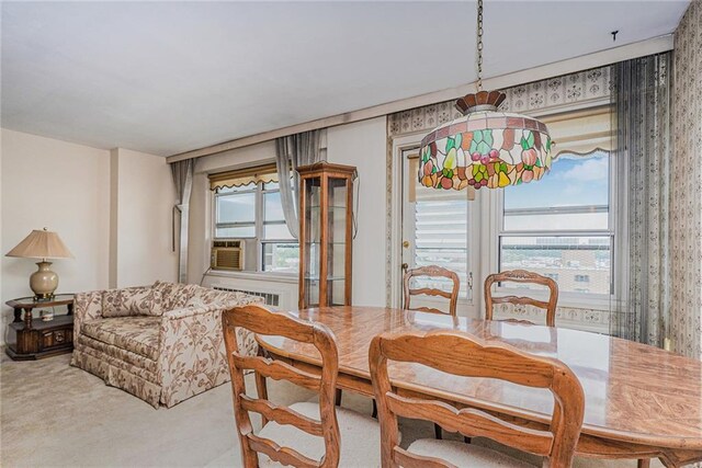 view of carpeted dining room