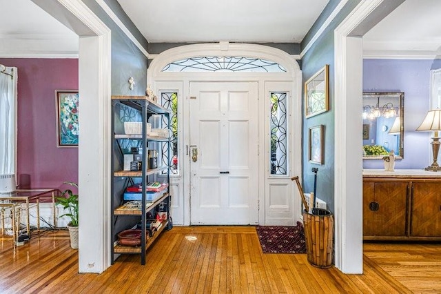 entrance foyer with light wood-type flooring