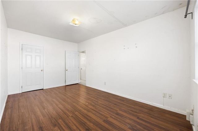 unfurnished bedroom featuring dark wood-type flooring