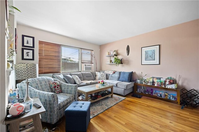 living area with wood finished floors