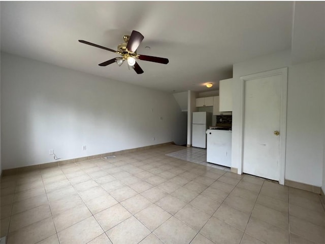 unfurnished living room featuring ceiling fan