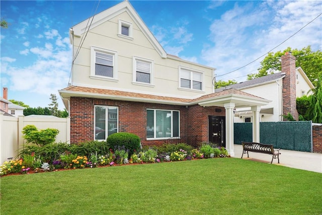 view of front of house with a front lawn