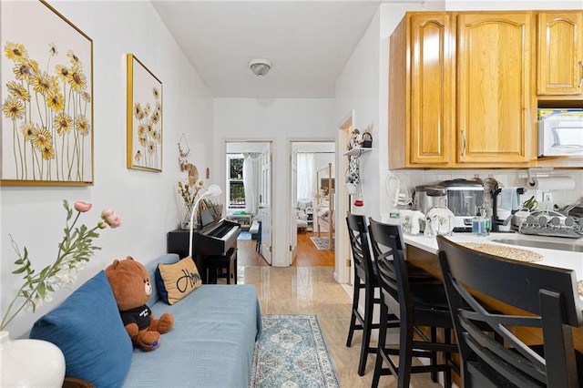 kitchen with light hardwood / wood-style flooring