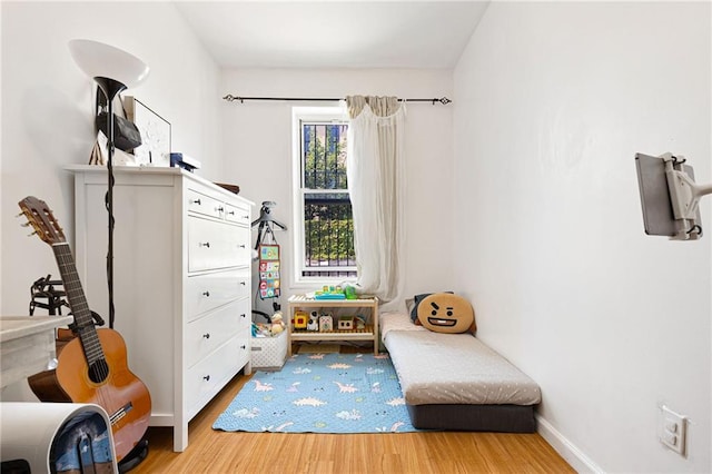 living area with light hardwood / wood-style flooring