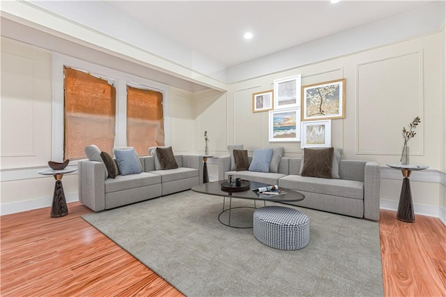 living room with wood-type flooring