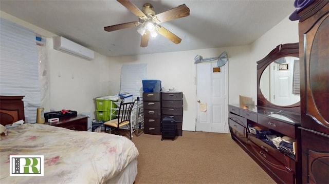 1046 E 32nd St, Brooklyn, NY 11210 - bedroom featuring a wall mounted air conditioner, carpet floors, a ceiling fan, and a desk