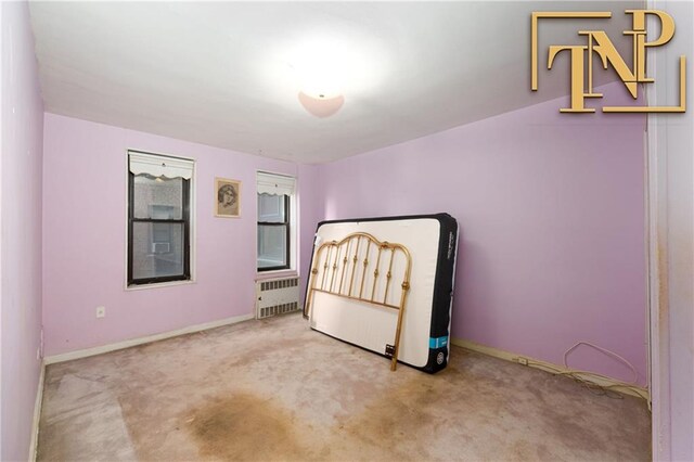 unfurnished bedroom with light colored carpet