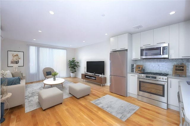 living room with light wood-type flooring