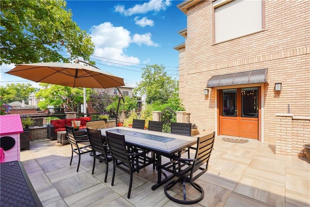 view of patio / terrace featuring an outdoor living space