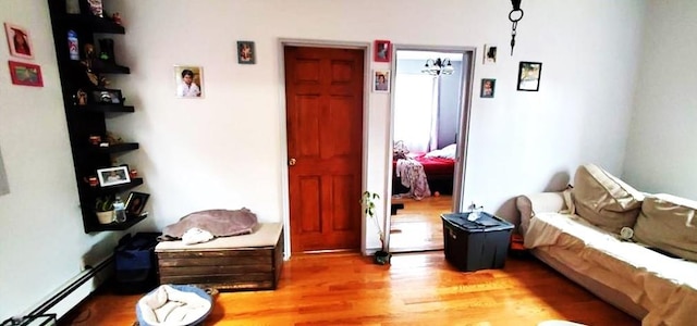 2319 W 12th St, Brooklyn, NY 11223 - living room featuring a baseboard radiator and light wood-style floors