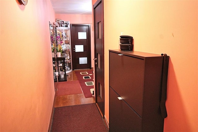 hall featuring wood finished floors