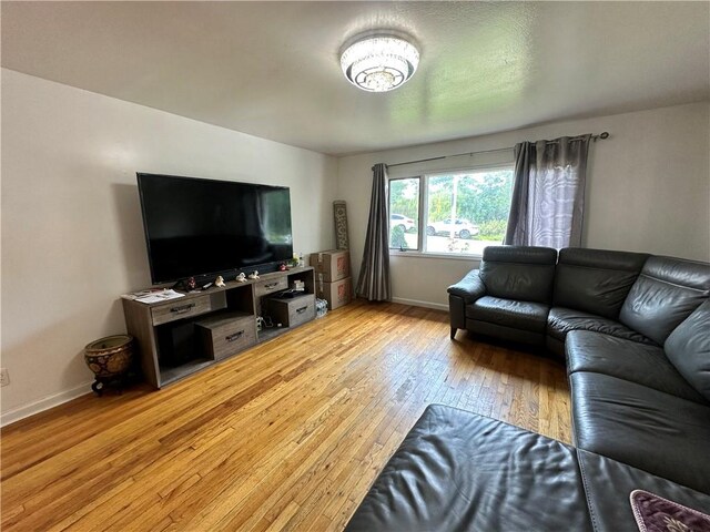 living room featuring light wood-type flooring