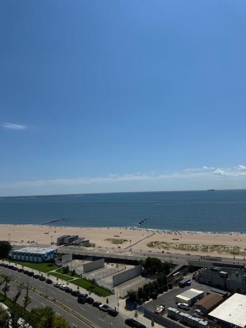 property view of water featuring a view of the beach