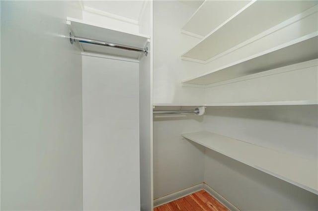 walk in closet featuring wood finished floors