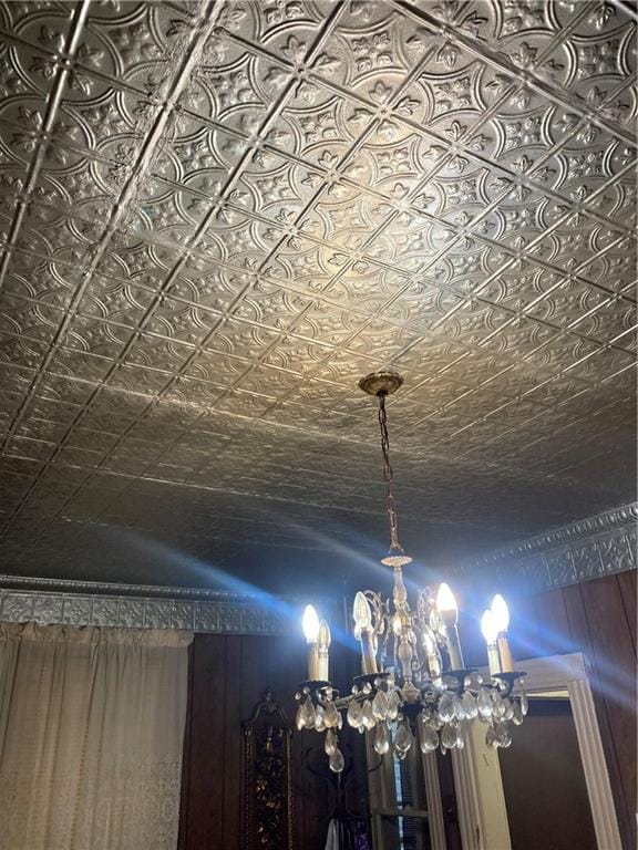 interior details with a notable chandelier