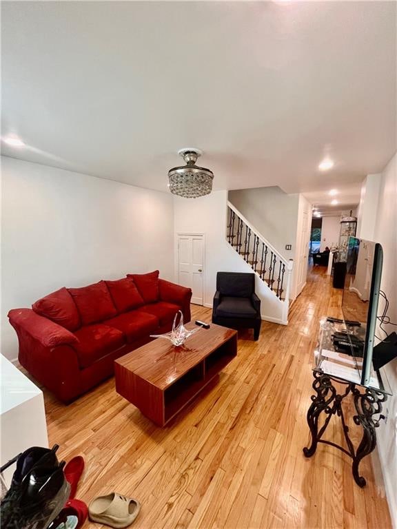 living room featuring light hardwood / wood-style floors