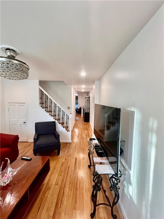 living room featuring light hardwood / wood-style flooring