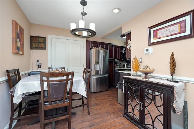 26 Oliver St Unit 2A, Brooklyn, NY 11209 - dining area featuring a chandelier, dark wood-style floors, and recessed lighting