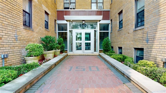 doorway to property featuring french doors