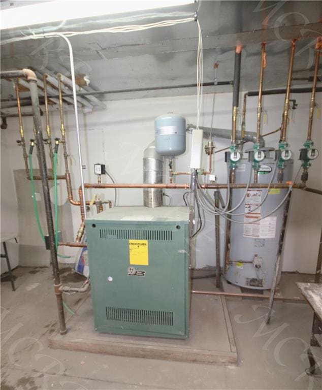 utility room with gas water heater