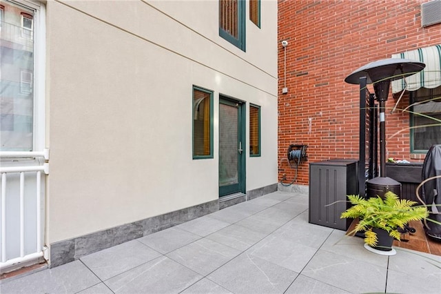 view of patio featuring radiator