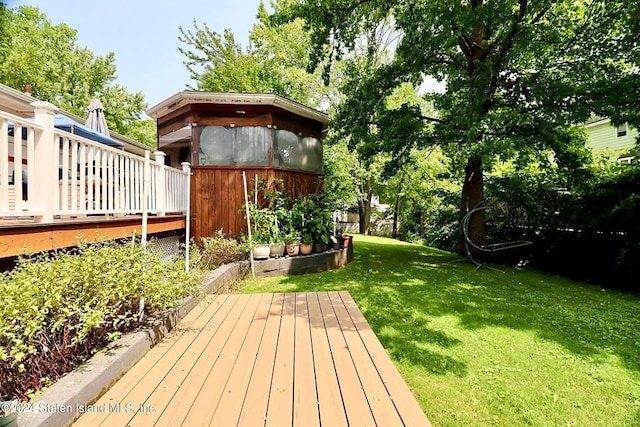 deck with a yard