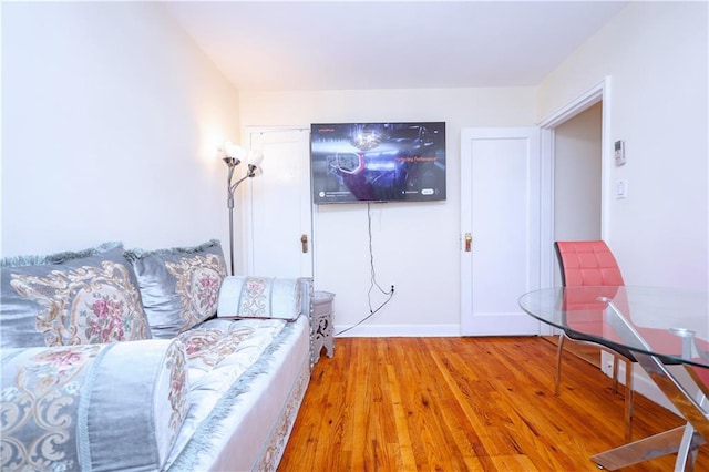 living area featuring wood finished floors