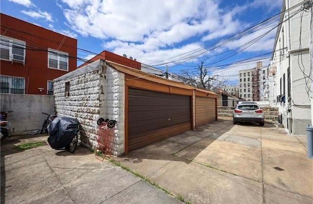 view of detached garage