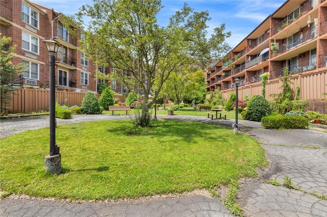 view of community featuring a lawn