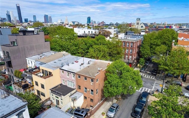 aerial view featuring a city view