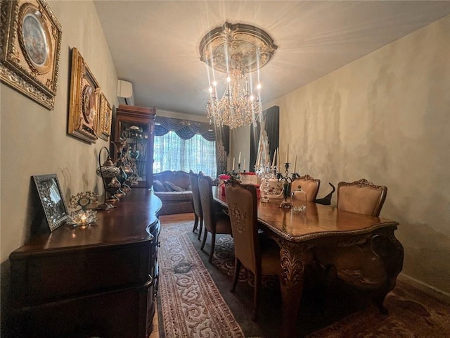 dining room featuring a notable chandelier