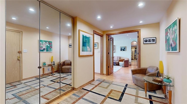 hall featuring light wood-type flooring