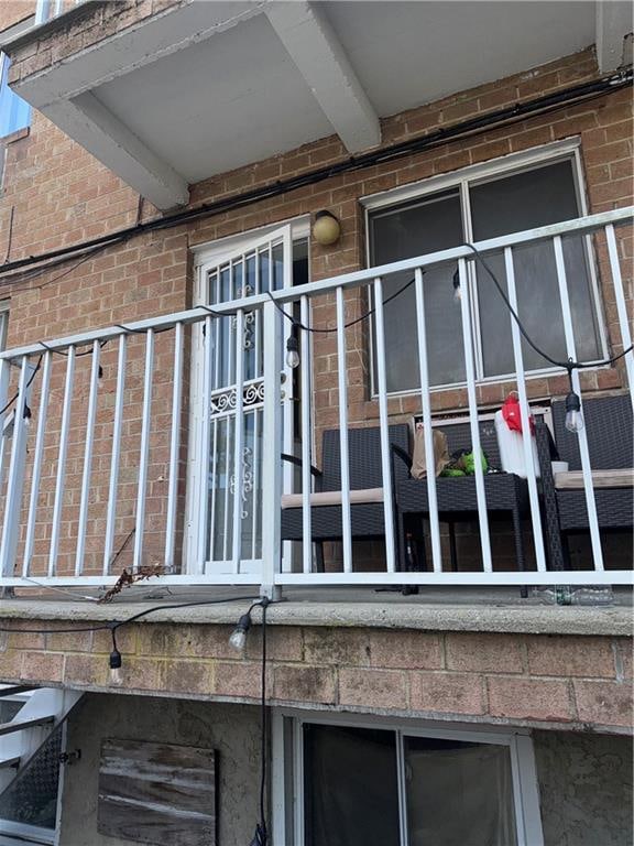 view of home's exterior featuring a balcony