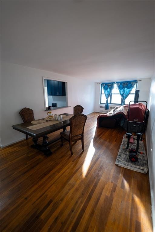 living area featuring dark wood-type flooring