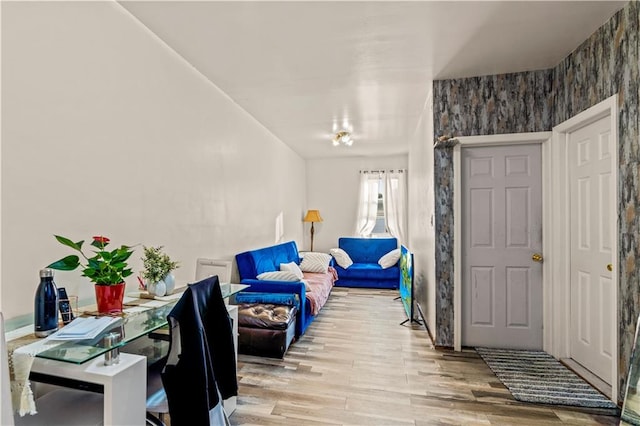 foyer with light hardwood / wood-style flooring