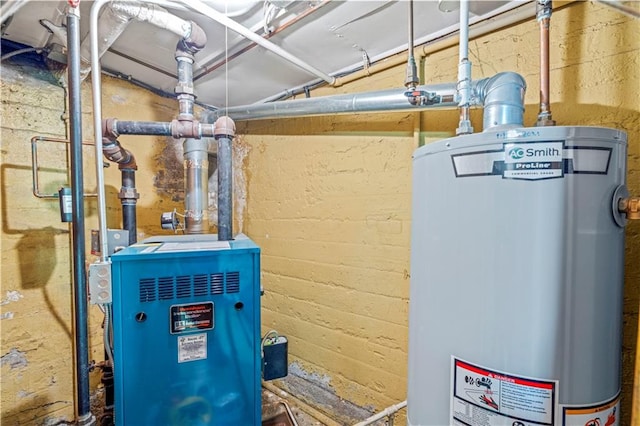 utility room with water heater