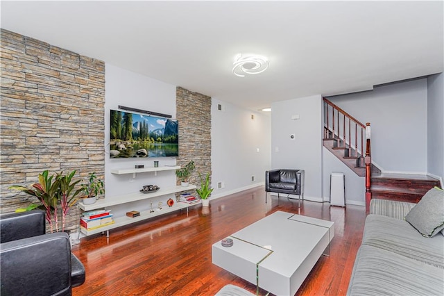 living room featuring wood-type flooring