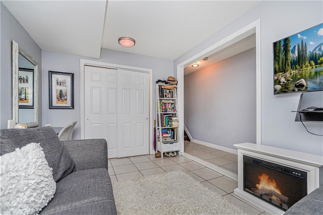 view of tiled living room