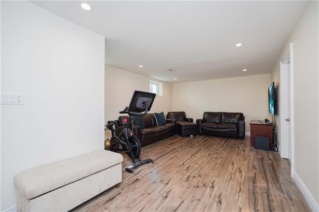 living room featuring light wood-type flooring