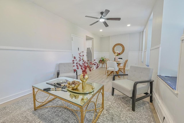 184 Hull St Unit C, Brooklyn, NY 11233 - living area featuring ceiling fan, recessed lighting, and wood finished floors