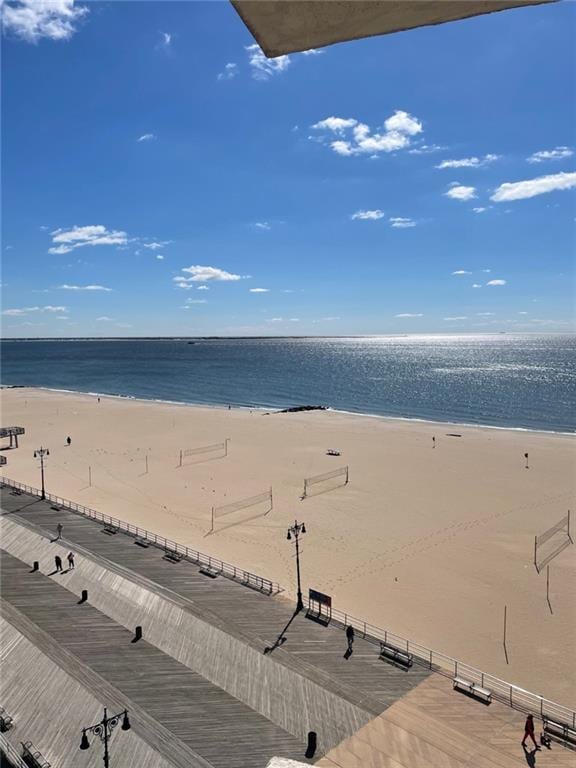 view of water feature with a view of the beach