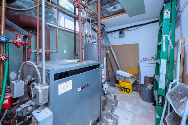 utility room with water heater